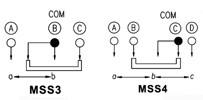 Схемы коммутаций ползунковых переключателей на 2 и 3 положения