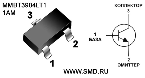 Маркировка и цоколевка транзистора MMBT3904LT1