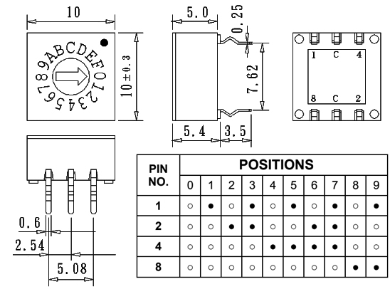 Размеры микропереключателя ERD110RS