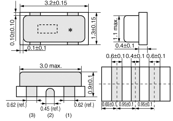 Размеры керамических резонаторов CSTCE16M0V53R0  16 МГц