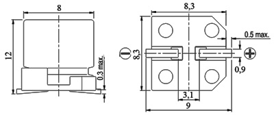 Размеры алюминиевого OVA SMD конденсатора