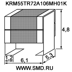 Размеры KRM55TR72A106MH01K