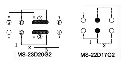 Схемы микропереключателей движковых на плату MS-23D20G2 и MS-22D17G2